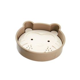 Cute Little Bear Soap Dish Draining Soap Holder for Kids; Khaki