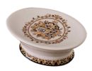 Royal Style Color Painted Floral Ceramic Soap Dish Oval Jewelry Plate