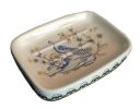 Color Painted Peacock Ceramic Soap Dish Rectangle Jewelry Plate