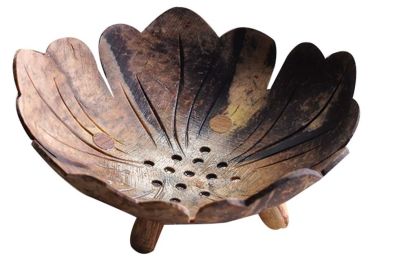 Random Flower Shape Coconut Shell Handmade Soap Dish Jewelry Holder Tray