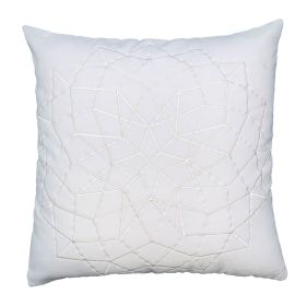 Hugo 20 x 20 Square Accent Throw Pillow; Embroidered Geometric Abstract Pattern; With Filler; White