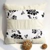 Onitiva - [Flowing Flowers] Linen Patch Work Pillow Cushion Floor Cushion (19.7 by 19.7 inches)