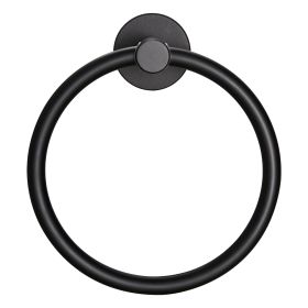 Towel Ring Matte Black; Bath Hand Towel Ring Thicken Space Aluminum Round Towel Holder for Bathroom