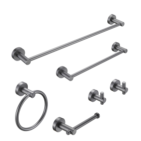 Bathroom Hardware Set; Thicken Space Aluminum 6 PCS Towel bar Set- Gun Grey 24 Inches Wall Mounted