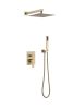 Brass Rainfall Shower System, Luxuly Bathroom Shower Faucet Combo Set Brushed Gold