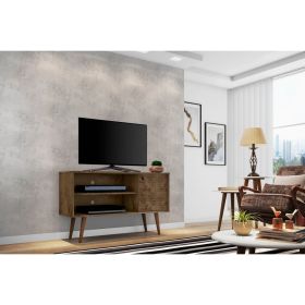 Manhattan Comfort Liberty 42.52" Mid-Century Modern TV Stand with 2 Shelves and 1 Door in Rustic Brown