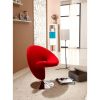 Manhattan Comfort Curl Red and Polished Chrome Wool Blend Swivel Accent Chair