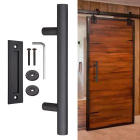 12 Steel Barn Door Handle Set/Black