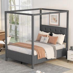 Full Size Upholstery Canopy Platform Bed with Headboard;