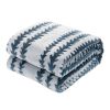 Back Printing Shaved Flannel Plush Blanket; Blue Stripe Blanket for Bed or Sofa; 60&quot; x 80&quot;