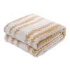 Back Printing Shaved Flannel Plush Blanket; Light Brown Stripe Blanket for Bed or Sofa; 80&quot; x 90&quot; (2 Pack Set of 2)