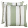 Pack Of 2 Outdoor Pillow With Inserts; 18&quot; x 18&quot; - Green Strip