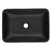 13.0" L -18.13" W -4" H Matte Shell Glass Rectangular Vessel Bathroom Sink in Black with Matte Black Faucet and Pop-Up Drain in Matte Black