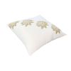 18 x 18 Square Accent Pillow; Soft Cotton Cover; Printed Lotus Flower; Polyester Filler; Gold; White