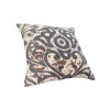 18 x 18 Square Accent Throw Pillow; Damask Print; Soft Polyester Filler; Cream; Blue