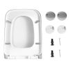 Square Toilet Seat with Grip-Tight Seat Bumpers Heavy-Duty Quiet-Close Quick-Release Easy Cleaning White