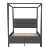 Full Size Upholstery Canopy Platform Bed with Headboard;