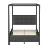 Full Size Upholstery Canopy Platform Bed with Headboard;