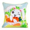 [Bunny & Carrot] Embroidered Applique Pillow Cushion / Floor Cushion (19.7 by 19.7 inches)