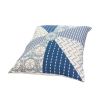 18 x 18 Square Accent Pillow; Geometric Pattern; Soft Cotton Cover; Polyester Filler; Blue; White