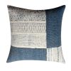 Dae 24 x 24 Square Handwoven Cotton Accent Throw Pillow; Classic Simple Kilim Pattern; Blue; Off White