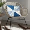 18 x 18 Square Accent Pillow; Geometric Pattern; Soft Cotton Cover; Polyester Filler; Blue; White