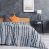 Back Printing Shaved Flannel Plush Blanket; Blue Stripe Blanket for Bed or Sofa; 60&quot; x 80&quot; (Set of 2)