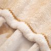 Back Printing Shaved Flannel Plush Blanket; Light Brown Stripe Blanket for Bed or Sofa; 60&quot; x 80&quot;