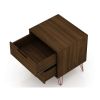 Manhattan Comfort Rockefeller 2.0 Mid-Century- Modern Nightstand with 2-Drawer in Brown