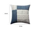 Dae 24 x 24 Square Handwoven Cotton Accent Throw Pillow; Classic Simple Kilim Pattern; Blue; Off White