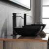 13.0" L -18.13" W -4" H Matte Shell Glass Rectangular Vessel Bathroom Sink in Black with Matte Black Faucet and Pop-Up Drain in Matte Black