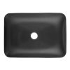 13.0" L -18.13" W -4" H Matte Shell Glass Rectangular Vessel Bathroom Sink in Black with Matte Black Faucet and Pop-Up Drain in Matte Black