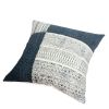 Dae 24 x 24 Square Handwoven Cotton Accent Throw Pillow; Classic Simple Kilim Pattern; Blue; Off White