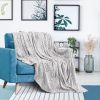 Back Printing Shaved Flannel Plush Blanket; checked Blanket for Bed or Sofa; 80&quot; x 90&quot;; Grey ( Set of 2)