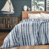 Back Printing Shaved Flannel Plush Blanket; Blue Stripe Blanket for Bed or Sofa; 60&quot; x 80&quot; (Set of 2)