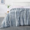 Back Printing Shaved Flannel Plush Blanket; Blue Stripe Blanket for Bed or Sofa; 60&quot; x 80&quot; (Set of 2)