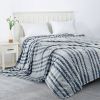 Back Printing Shaved Flannel Plush Blanket; Blue Stripe Blanket for Bed or Sofa; 60&quot; x 80&quot;