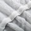 Back Printing Shaved Flannel Plush Blanket; checked Blanket for Bed or Sofa; 80&quot; x 90&quot;; Grey