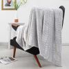 Back Printing Shaved Flannel Plush Blanket; checked Blanket for Bed or Sofa; 80&quot; x 90&quot;; Grey ( Set of 2)