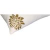 18 x 18 Square Accent Pillow; Soft Cotton Cover; Printed Lotus Flower; Polyester Filler; Gold; White