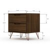 Manhattan Comfort Rockefeller 2.0 Mid-Century- Modern Nightstand with 2-Drawer in Brown