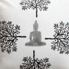 18 x 18 Square Cotton Accent Throw Pillow; Meditating Buddha; Tree Print; White; Black