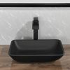 13.0" L -18.13" W -4" H Matte Shell Glass Rectangular Vessel Bathroom Sink in Black with Matte Black Faucet and Pop-Up Drain in Matte Black