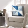 18 x 18 Square Accent Pillow; Geometric Pattern; Soft Cotton Cover; Polyester Filler; Blue; White