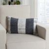 12 x 20 Rectangular Soft Cotton Dhurrie Accent Lumbar Throw Pillow; Kilim Pattern; Gray; White