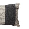 12 x 20 Rectangular Soft Cotton Dhurrie Accent Lumbar Throw Pillow; Kilim Pattern; Gray; White