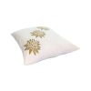 18 x 18 Square Accent Pillow; Soft Cotton Cover; Printed Lotus Flower; Polyester Filler; Gold; White