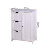 Bathroom Storage Cabinet; White Floor Cabinet with 3 Large Drawers and 1 Adjustable Shelf