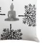 18 x 18 Square Cotton Accent Throw Pillow; Meditating Buddha; Tree Print; White; Black