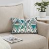 12 x 20 Modern Accent Pillow; Soft Cotton Cover With Filler; Geometric Design; Teal Blue; Beige; Gray